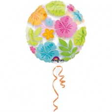 Folieballon Hibiscus doorzichtig  (zonder helium)